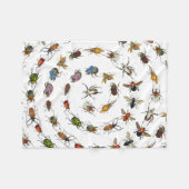 カラフルヴィンテージバグとカブトムシのパターン フリースブランケット (正面(横))