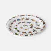 カラフルヴィンテージバグとカブトムシのパターン ペーパープレート (アングル)