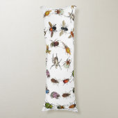 カラフルヴィンテージバグとカブトムシのパターン ボディピロー (正面縦)