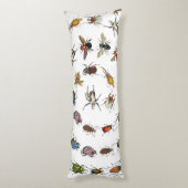カラフルヴィンテージバグとカブトムシのパターン ボディピロー (裏面 (縦))