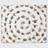 カラフルヴィンテージバグとカブトムシのパターン ラッピングペーパー (フラット)