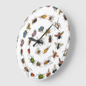 カラフルヴィンテージバグとカブトムシのパターン ラージ壁時計 (傾斜)