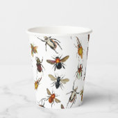 カラフルヴィンテージバグとカブトムシのパターン 紙コップ (裏面)