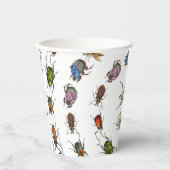 カラフルヴィンテージバグとカブトムシのパターン 紙コップ (正面)