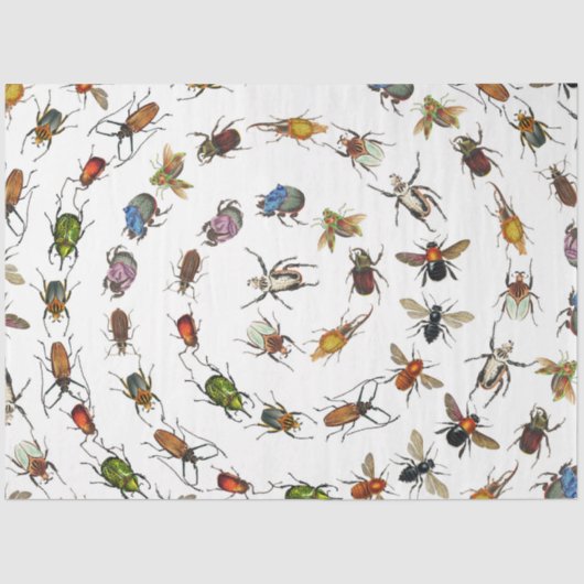 カラフルヴィンテージバグとカブトムシのパターン 薄葉紙 (正面)