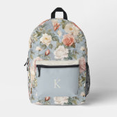 カラフルヴィンテージバラパタモノグラムのーン プリントバックパック (正面)