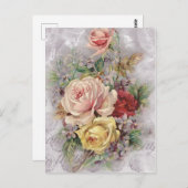 カラフルヴィンテージバラ ポストカード (正面/裏面)