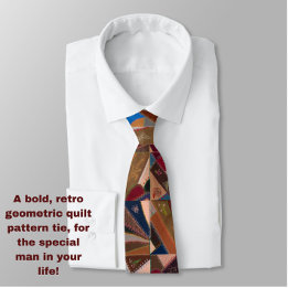 カラフルヴィンテージパッチワークキルトレトロパターン ネクタイ