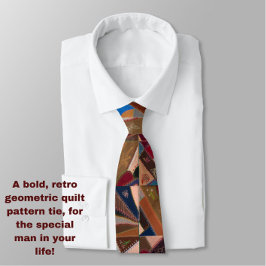 カラフルヴィンテージパッチワークキルトレトロパターン ネクタイ