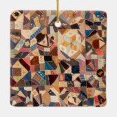 カラフルヴィンテージパッチワーク熱狂するキルト セラミックオーナメント (裏面)