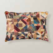 カラフルヴィンテージパッチワー熱狂するクキルト素朴 アクセントクッション (正面)