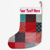 カラフルヴィンテージファブリックのパッチワークsanta retro スモールクリスマスストッキング (裏面)