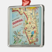 カラフルヴィンテージフロリダの地図 メタルオーナメント (左)