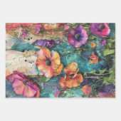 カラフルヴィンテージフローラ切り離しテクス素朴チャ ラッピングペーパーシート (正面)