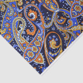 カラフルヴィンテージブルーとオレンジのペイズリーパターン 薄葉紙 (詳細)