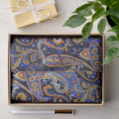 カラフルヴィンテージブルーとオレンジのペイズリーパターン 薄葉紙 (ギフト)