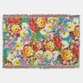 カラフルヴィンテージプリムローズフローラ春パターン スローブランケット (正面)