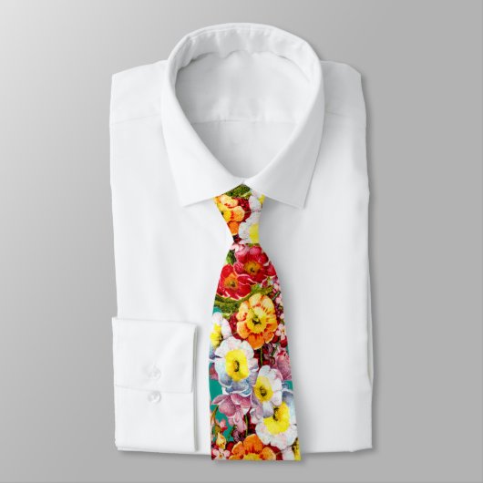 カラフルヴィンテージプリムローズフローラ春パターン ネクタイ (タイ)