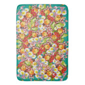 カラフルヴィンテージプリムローズフローラ春パターン バスマット (正面縦)