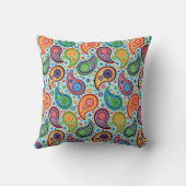 カラフルヴィンテージペイズリーソフトブルー背景 クッション (裏面)