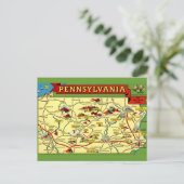 カラフルヴィンテージペンシルバニアの地図 ポストカード (スタンド正面)