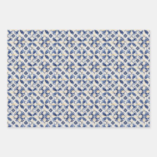 カラフルヴィンテージポルトガル語:芸術的デザイン ラッピングペーパーシート (正面3)