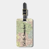 カラフルヴィンテージマップカスタム文字と名前 ラゲッジタグ (正面縦)