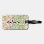 カラフルヴィンテージマップカスタム文字と名前 ラゲッジタグ (裏面横)