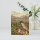 カラフルヴィンテージマーモットイラストレーションカード ポストカード (スタンド正面)