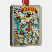 カラフルヴィンテージミシガンの地図 メタルオーナメント (右)