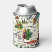 カラフルヴィンテージミシガンの地図 缶クーラー (缶正面)