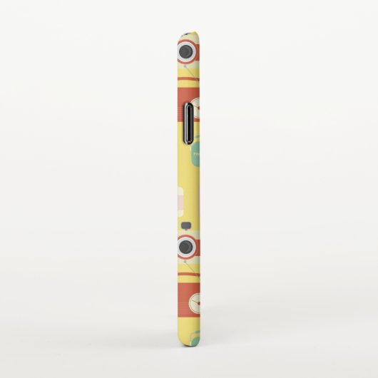 カラフルヴィンテージレトロカメラ及び無線パターン iPhoneケース (右側)