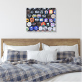 カラフルヴィンテージレトロバッジコレクション キャンバスプリント (インサイチュ (寝室))