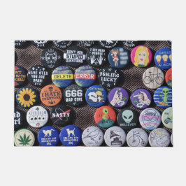 カラフルヴィンテージレトロバッジコレクション ドアマット