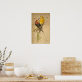 カラフルヴィンテージヴィンテージ元帳紙 ポスター (キッチン)