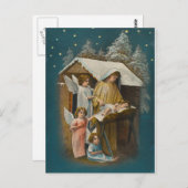 カラフルヴィンテージ出生シーンカード ポストカード (正面/裏面)