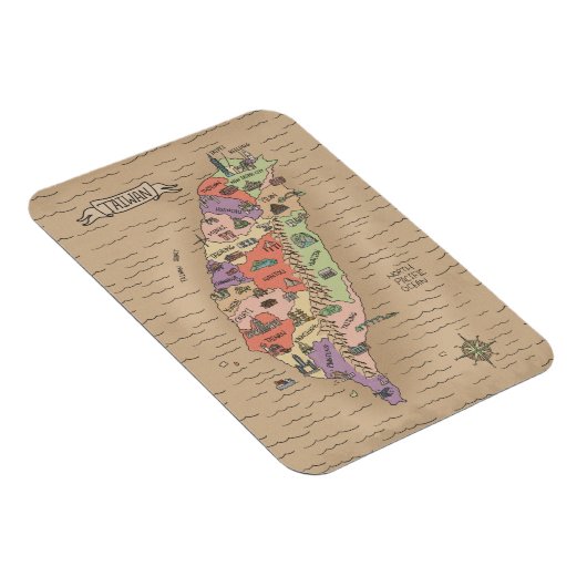 カラフルヴィンテージ台湾地図フォトマグネット マグネット (右側)