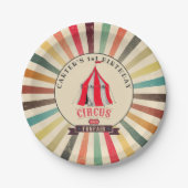 カラフルヴィンテージ回パーソナライズされた路パーティープレート ペーパープレート (正面)
