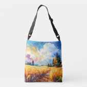 カラフルヴィンテージ屋外イラストレーション クロスボディバッグ (裏面)