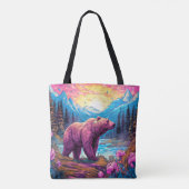 カラフルヴィンテージ屋外イラストレーション トートバッグ (裏面)