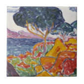 カラフルヴィンテージ山の横絵画景 タイル (正面)