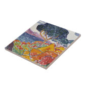 カラフルヴィンテージ山の横絵画景 タイル (側面)