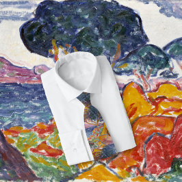 カラフルヴィンテージ山の横絵画景 ネクタイ