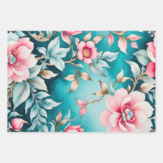 カラフルヴィンテージ布アートラッピング紙シート ラッピングペーパーシート (正面3)