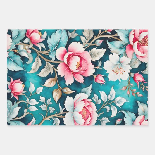 カラフルヴィンテージ布アートラッピング紙シート ラッピングペーパーシート (正面)