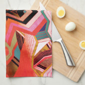 カラフルヴィンテージ幾何学的振動 キッチンタオル (四つ折り)