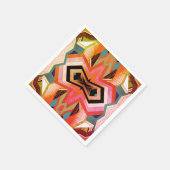 カラフルヴィンテージ幾何学的振動 スタンダードカクテルナプキン (角)