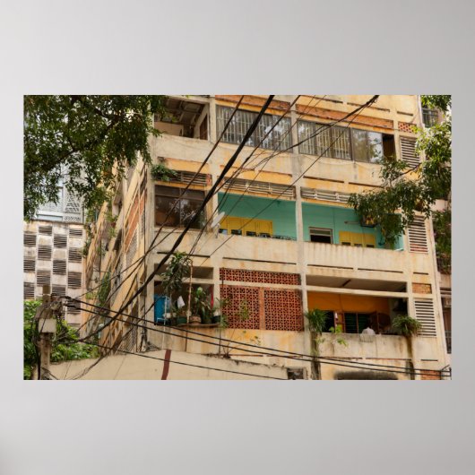 カラフルヴィンテージ建物 – ベトナム語、古代， ポスター (正面)