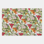 カラフルヴィンテージ水彩花模様 ラッピングペーパーシート (正面)