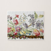 カラフルヴィンテージ水色フローラ ジグソーパズル (横)